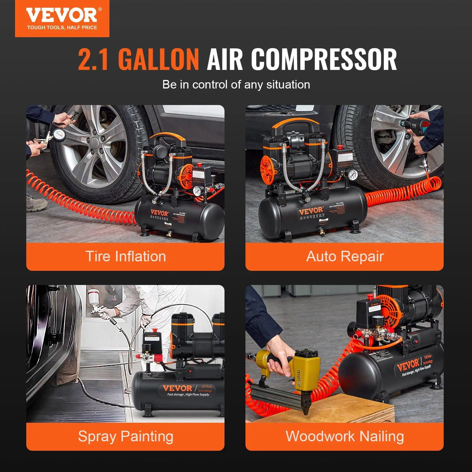 Selius Luchtcompressor 8L 900W Draagbare Stille Luchtpomp