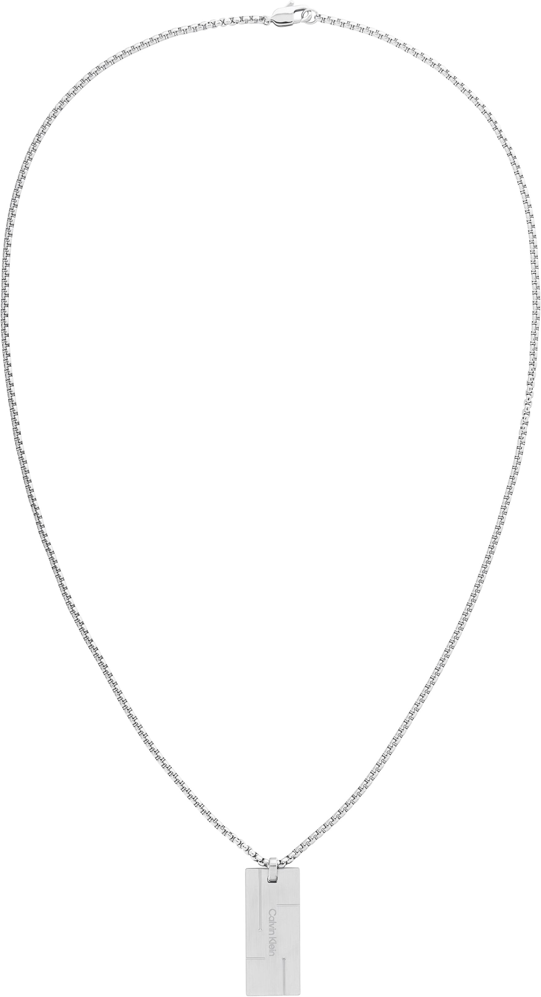 Kette mit Anhänger CALVIN KLEIN "Schmuck Edelstahl Halsschmuck Halskette Venezianerkette GRID", silber (edelstahlfarben), Halsketten, Herren, Edelstahl, L: 61, Kette mit Anhänger edelstahlfarben Edelstahl, L: 61