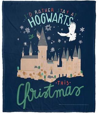 Warner Brothers Harry Potter Rather Stay at Hogwarts Silk Touch Throw Blanket