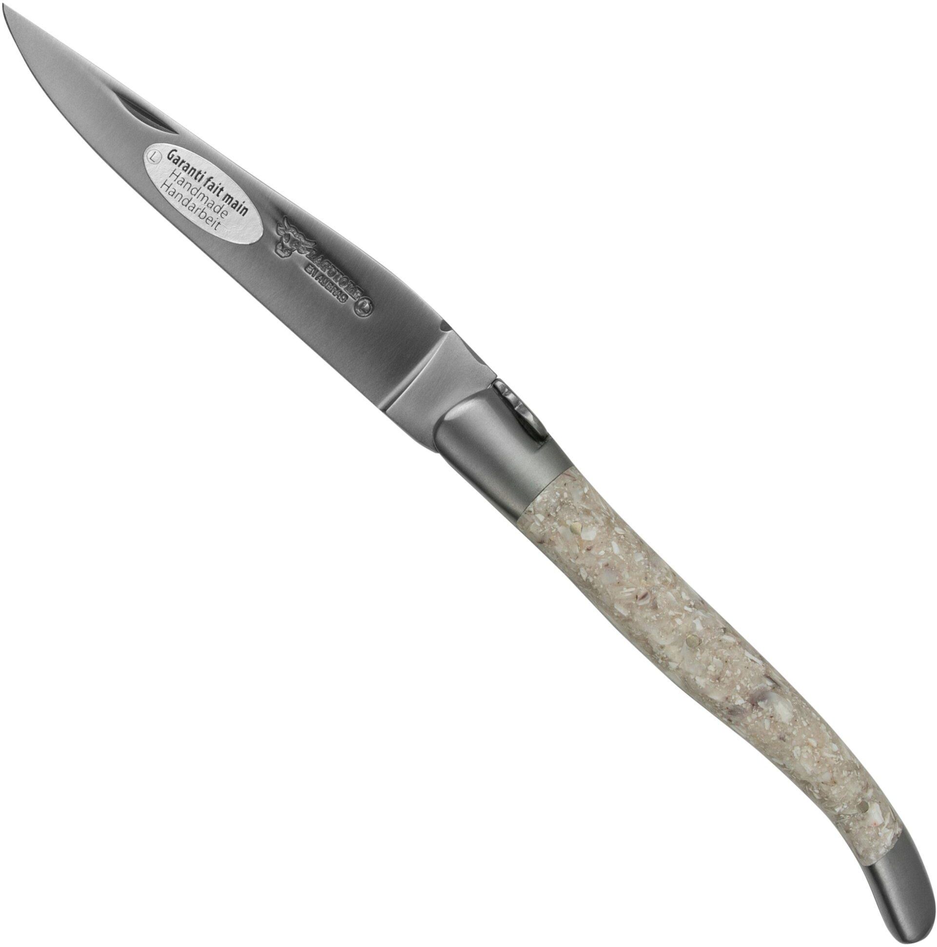 Laguiole en Aubrac Oyster L0212CQH clamshell, opaco, laguiole coltello da tasca, 12 cm