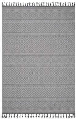 Klair Living Guros Collection White / Geometric Indoor / Outdoor Non-Shedding Area Rug