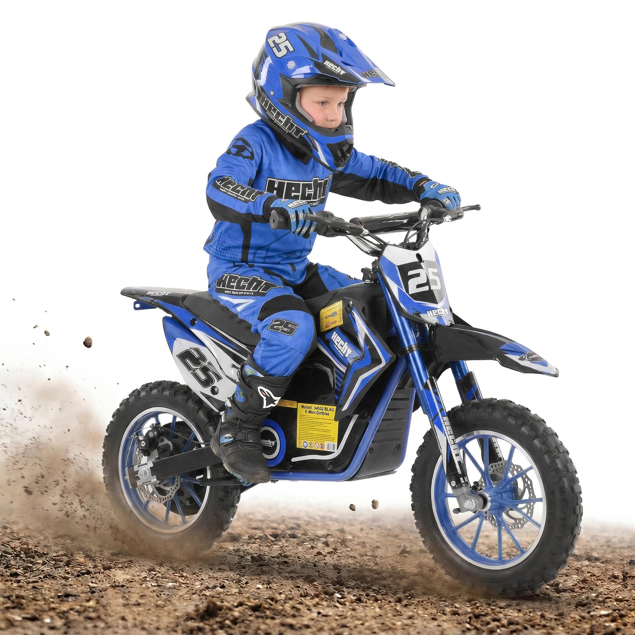HECHT 54502 Elektro Pocketbike | Blau | bis 25km/h | 500W | bis 75kg | 36V | 8Ah Akku | 8-12h Ladezeit