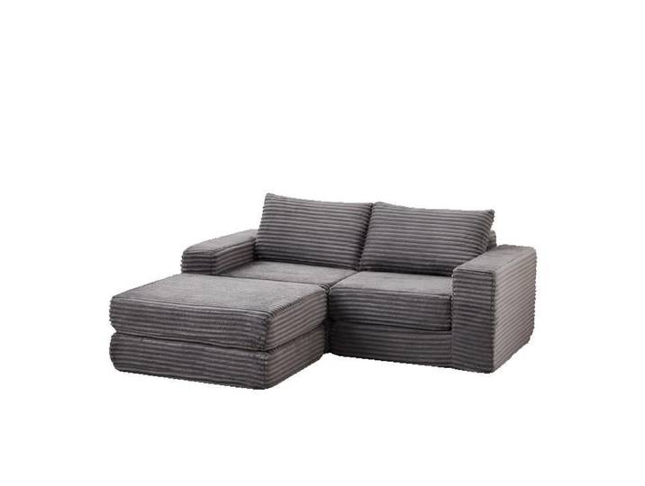 ELVORIN Canapé convertible 2 places modulable 194 x 169 5 x 74 cm corduroy gris méridienne amovible