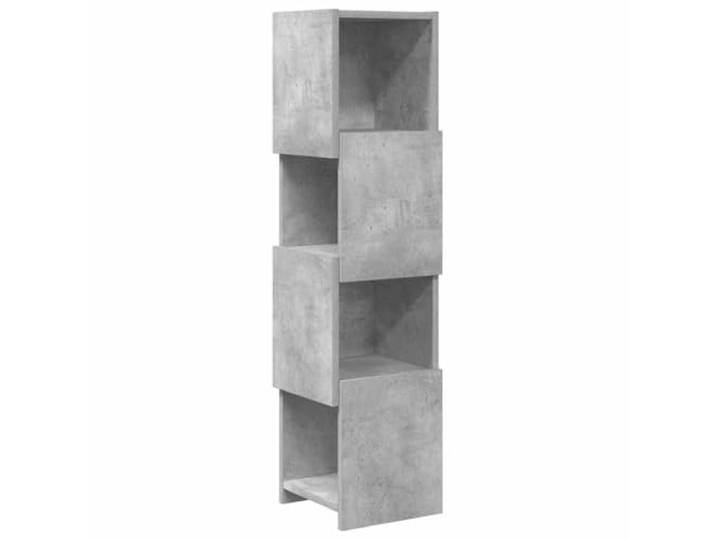 KUPTYERFG Eckschrank Beton Grau 25,5x25x102 cm Holzwerkstoff Platzsparendes Eckregal mit 4 Fächern für Wohnzimmer und Schlafzimmer in moderner Betonoptik.