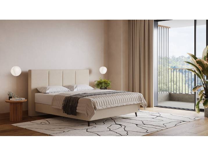 BRUNO Boxspringbett Prestige 160x200cm in Beige 6 Farben & 4 Kopfteile wählbar Luxus 27 cm Pulse-Latex-Matratze Made in Germany