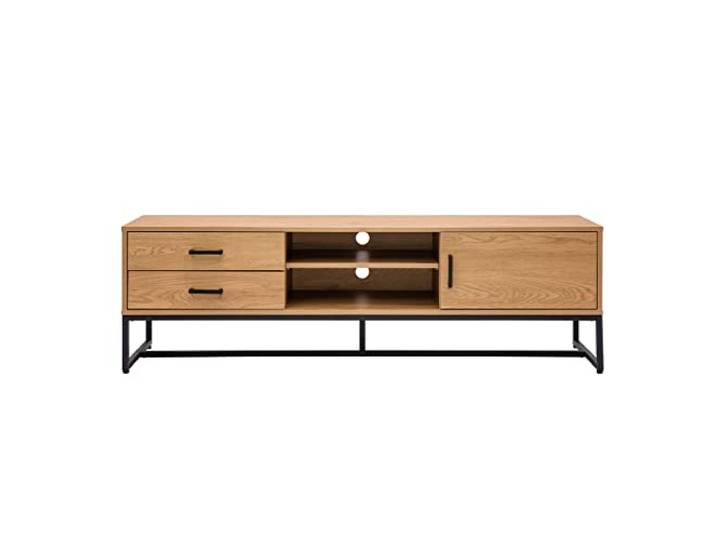 TV-Möbel mit hellem Holzdekor in Eiche und schwarzem Metall B160 cm LOVATO