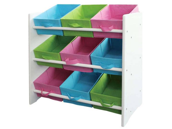 MCW Buntes Kinderregal Holz MIT Boxen Weiß, Blau, Rot, Grün, Holz, 66x70x30 cm, Babymöbel & Kindermöbel, Babyzimmer, Babyregale & Kinderregale