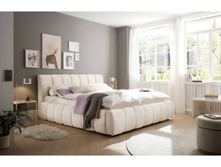 Polsterbett Noripo 180 x 200cm Chenille Triss Weiß