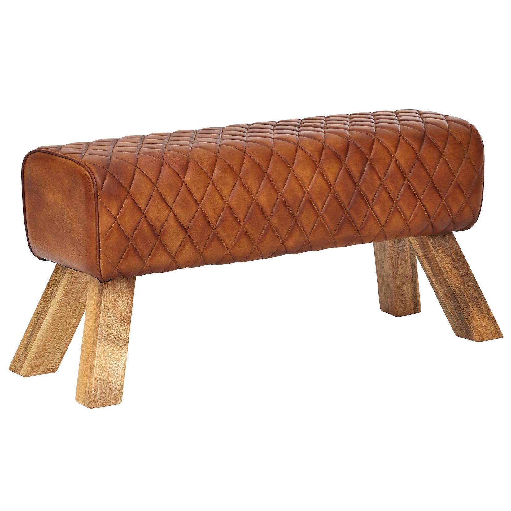 KADIMA DESIGN Extravagante Echtleder-Sitzbank mit massivem Mango Holz, Moderner und stilvoller Blickfang