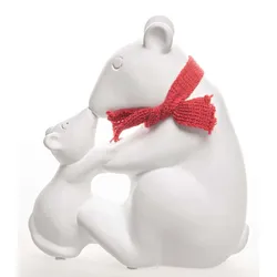 Eisbär mit Schal sitzend 28cm