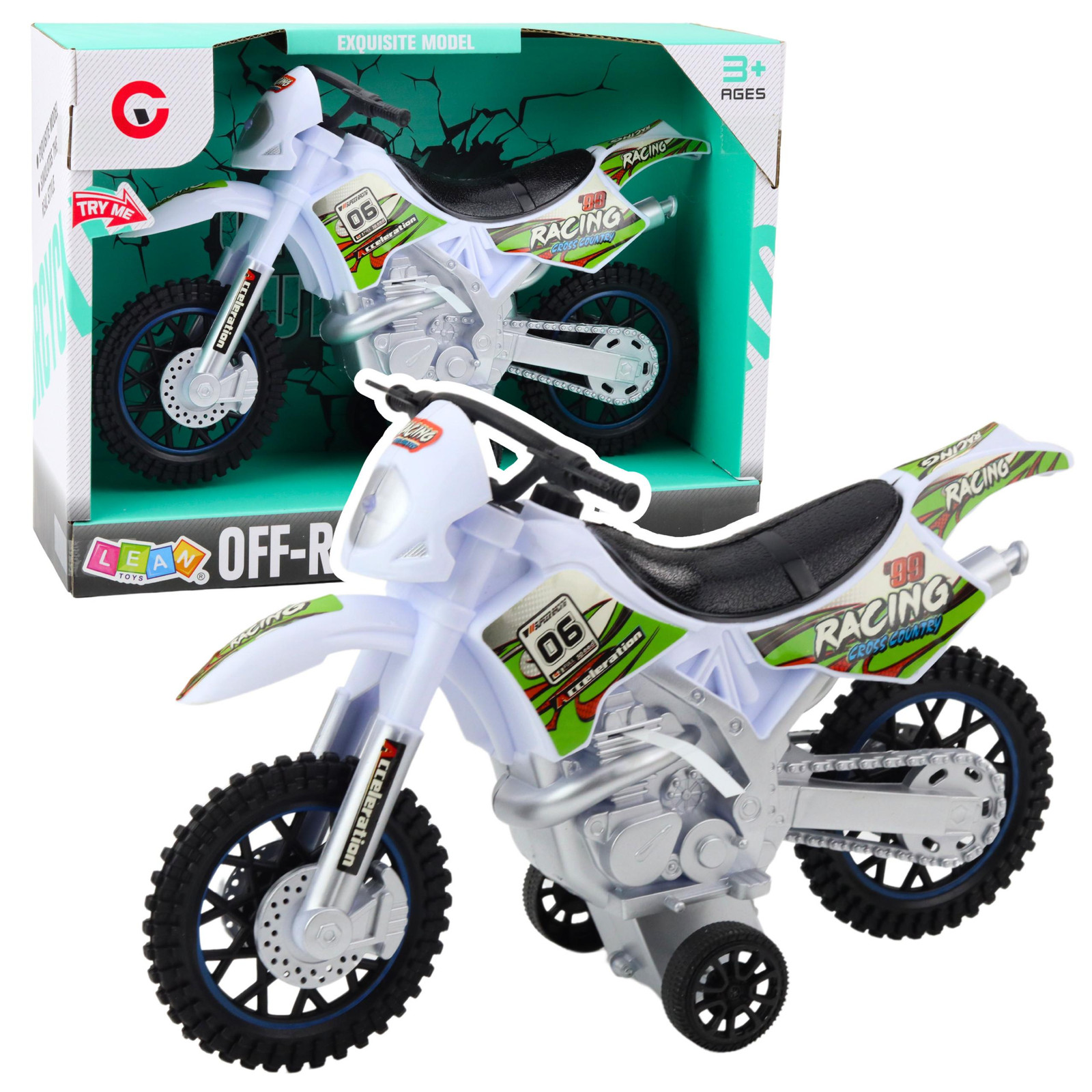 Lean Toys Motocross off-road rijlichten wit