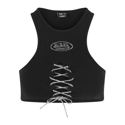 Muskelshirt VON DUTCH "Von Dutch SENECA TOPS", Damen, Gr. XS, schwarz, 100% Baumwolle, bedruckt, normal, Rundhals, Shirts