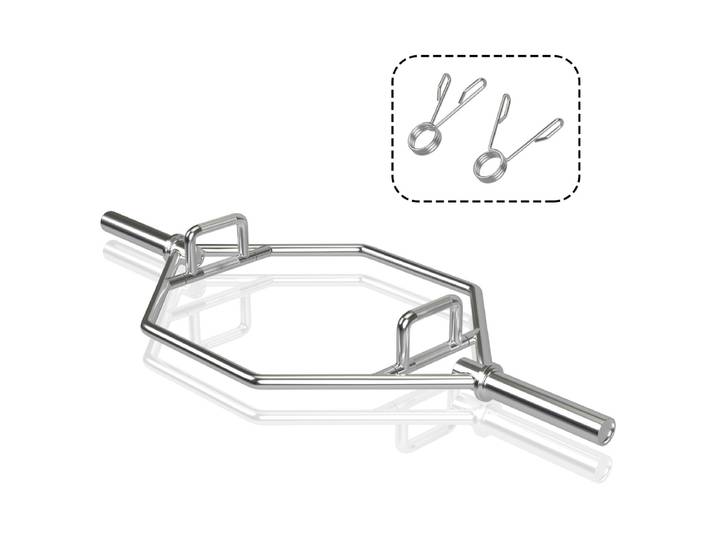 Trap Bar met 2 Veersluitingen & Opvouwbare Handgreep Halterstang Hex Bar Olympische Bar Zilver