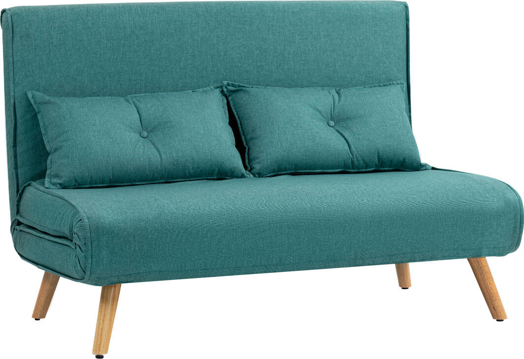 George Oliver Modern Futon Sofa Bed - Click Clack Convertible 2 Seater Green