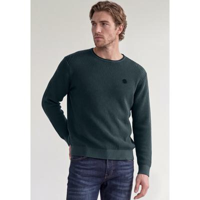 Strickpullover STREET ONE MEN, Herren, Gr. L (42), grün (schwarz fjord blau), 100% Baumwolle, Pullover Strickpullover