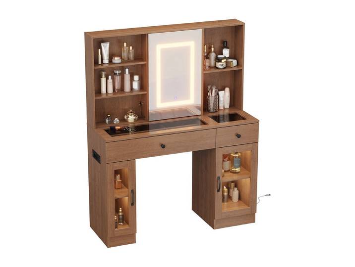 GarveeMore Schminktisch Schminktisch mit Spiegel & LED Beleuchtung Beleuchteter