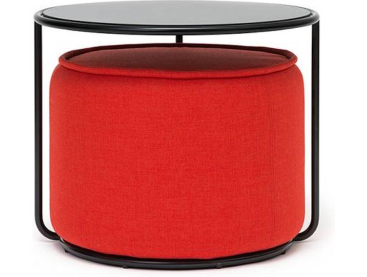 Softline Beistelltisch mit Hocker Tom Tisch schwarz, Designer Sascha Sartory, 37 cm