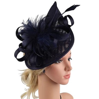Fascinators Kentucky Derby Hut Kopfbedeckung Organza Polyester/Polyamid Bowler/Cloche Hut Fedora Hut Vintage-Stil elegant mit Federapplikationen Kopfbedeckung Kopfbedeckung