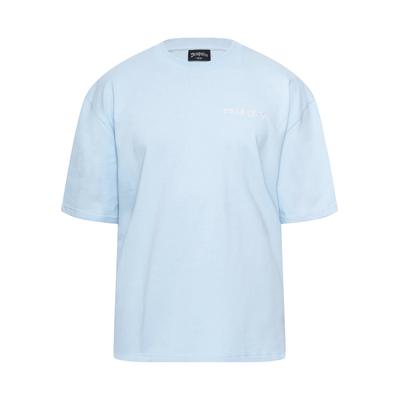 T-Shirt DROPSIZE "Dropsize Herren Heavy Oversize Crime T-Shirt", Herren, Gr. M, blau (baby blau), 100% Baumwolle, bedruckt, normal, Rundhals, Shirts T-Shirt