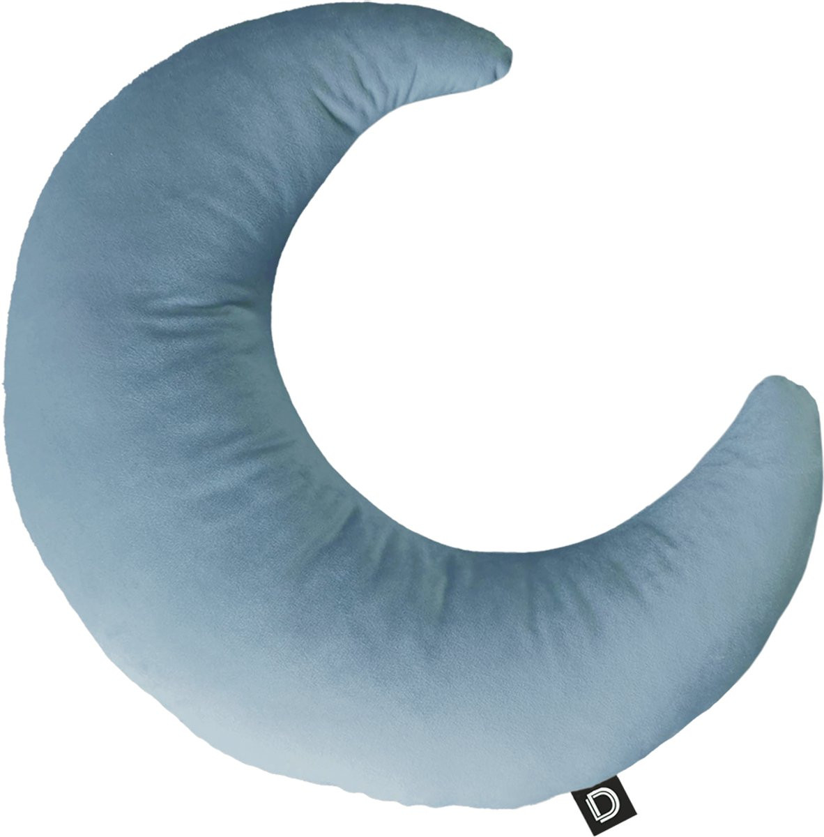 Decordruk VELVET Serie Sierkussen in Maanvorm - Blauw - Polyester