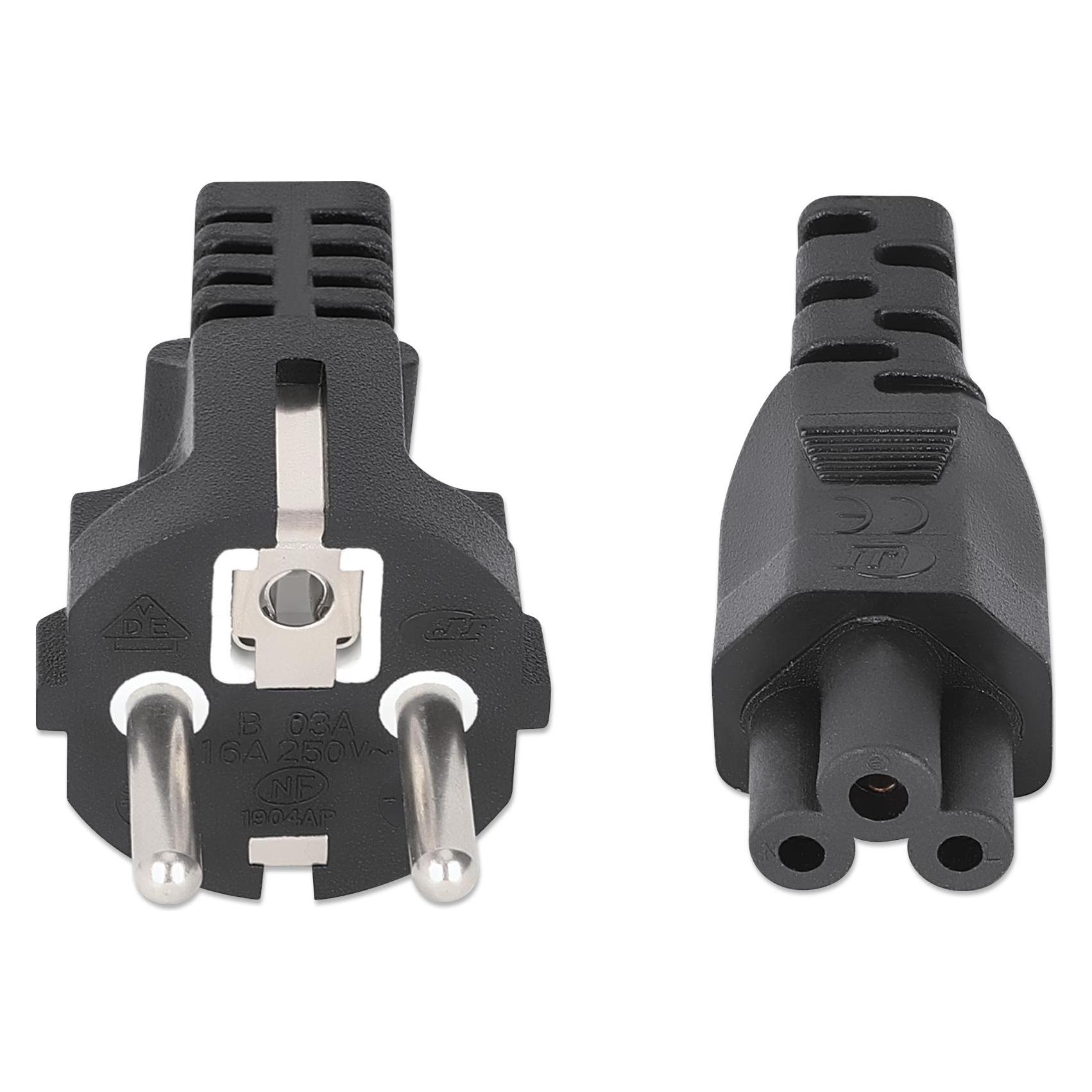 Manhattan Stromkabel Cloverleaf Stromkabel CEE 7 Schuko auf C5 1m schwarz (1 m) (354172)
