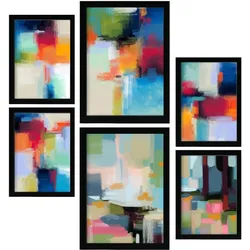 POSTER Set Mit 6 Victorian Shades 2 In Farbenfrohe Zusammenfassungen A3 & A4 Schwarzer Rahmen