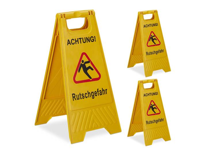 Rutschgefahr Aufsteller 3er-Set Gelb-Rot-Schwarz