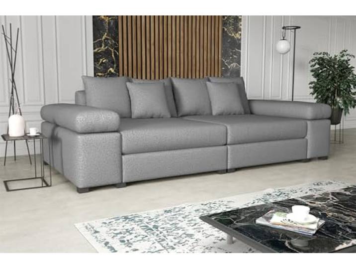 Fun Möbel Big Sofa Couchgarnitur Megasofa Riesensofa Arezzo in Stoff Now or Never (Hellgrau)