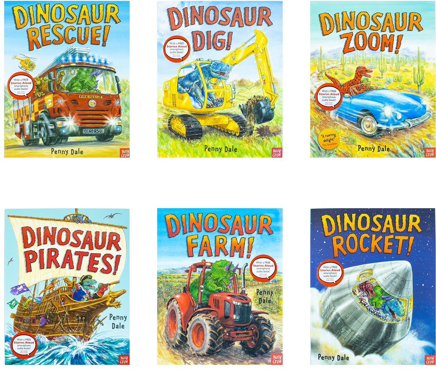 Nosy Crow Ltd Penny Dale’s Dinosaurs Series 6 Books Set with Free Stories Audio Book – Dinosaur Dig!, Dinosaur Zoom! & Fun Dinosaur Picture Stories for Kids