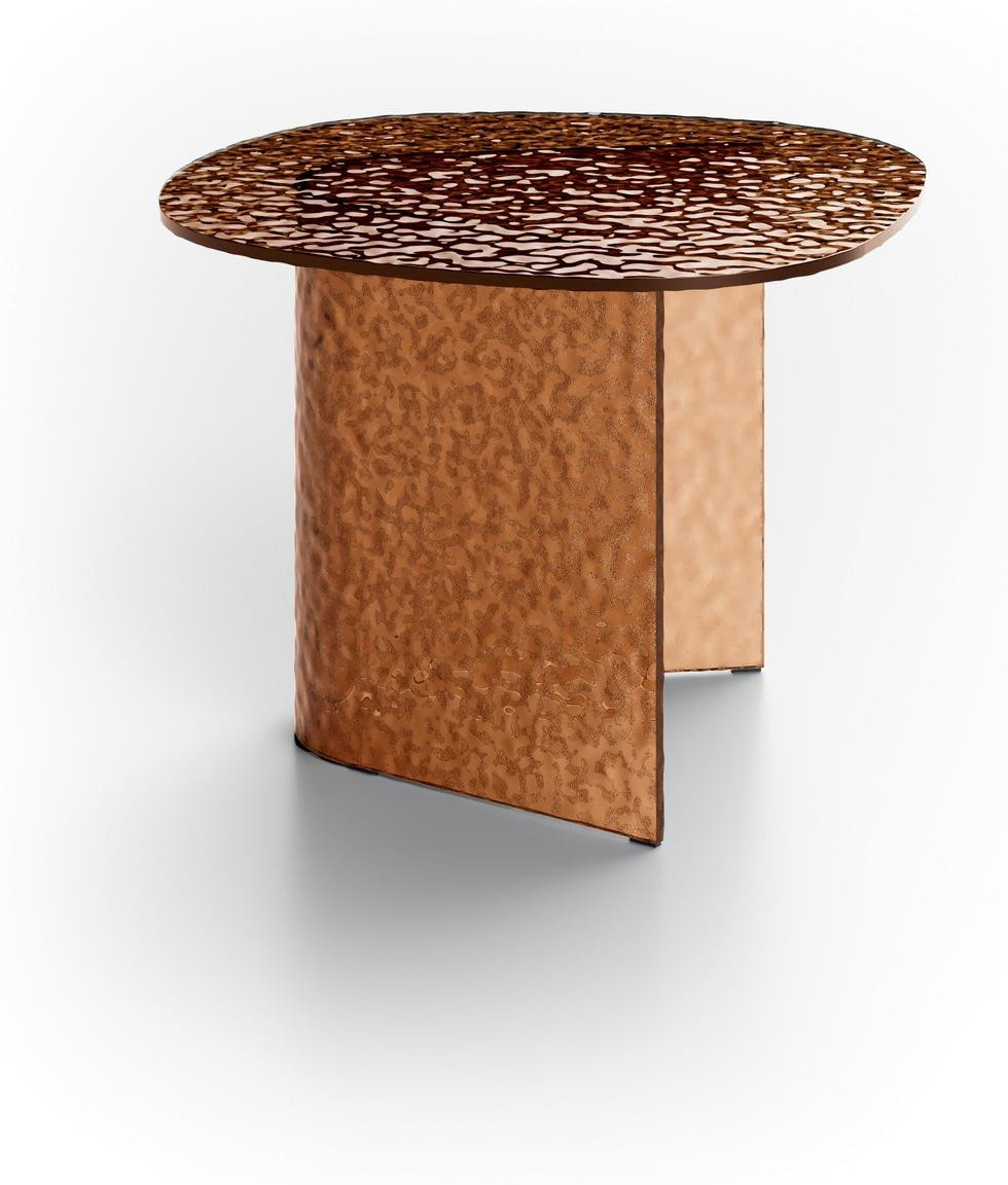 Stones Salontafel Fold Small met geborsteld glazen blad in bronskleur, B/D/H: 60 x 60 x 44 cm