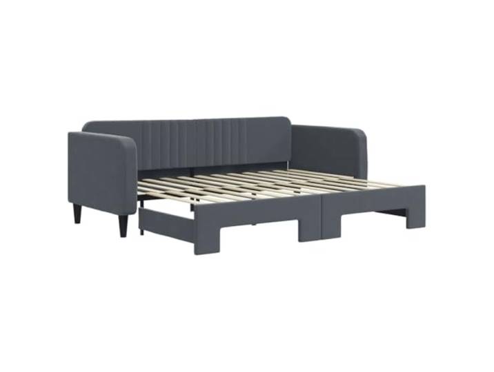 PUGYNBK Schlafsofa, Samt, Dunkelgrau, 90 x 200 cm Struktur aus Holz und Metall, modernes Design, Lattenrost im Lieferumfang enthalten, Matratze nicht im Lieferumfang enthalten
