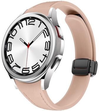 Everyday Crate Samsung Galaxy Watch6 Magnetic Leather Watch Band Slim Silicone Watch Strap With Black Buckle pink