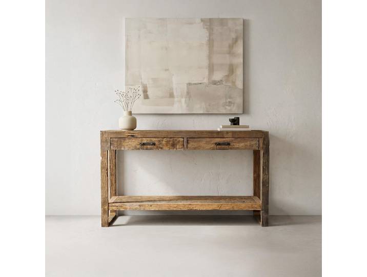 Console en bois massif brut et ancien - Antique