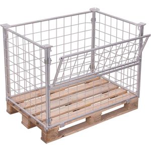 VARIOfit Palettenaufsatz Typ 64, vpa-080.027, verzinkter Stahl, Gitterbox, 120 x 80cm, Höhe 80cm