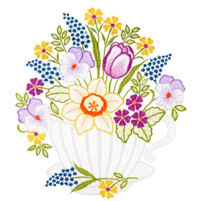 Fensterbild "Fensterbild "Kaffeetasse" farbig", bunt, B:22cm H:24cm, Polyester, W. REUTER & SOHN - PLAUENER SPITZE, Fensterbilder