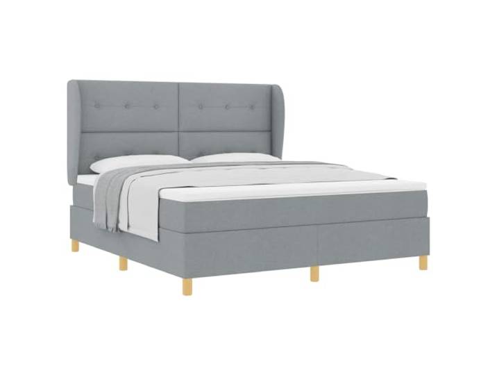 KKgypkn Boxspringbett Stoff Hellgrau 200 x 180 cm mit verstellbarem Kopfteil und Matratze