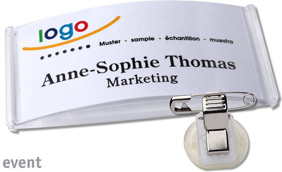 badgetec 10 Unidades - Tarjetas identificativas broche event 75 x 37 mm, plástico, transparente