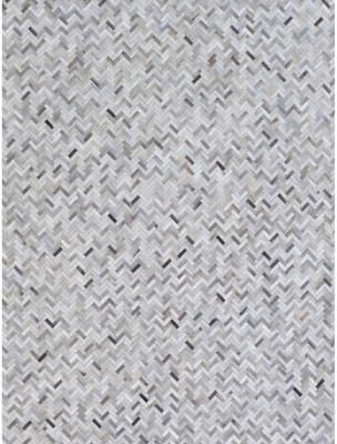 Exquisite Rugs Mosaic Leather hand-tufted Leather Hide Silver Area Rug