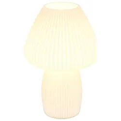 Tischleuchte Nachttischlampe Schlafzimmer Glas Schalter Weiß Pilzform H 30 cm