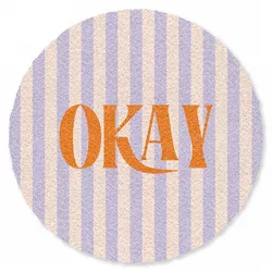 FUSSMATTE Lila – Orange – Streifen – Okay 90x90 cm