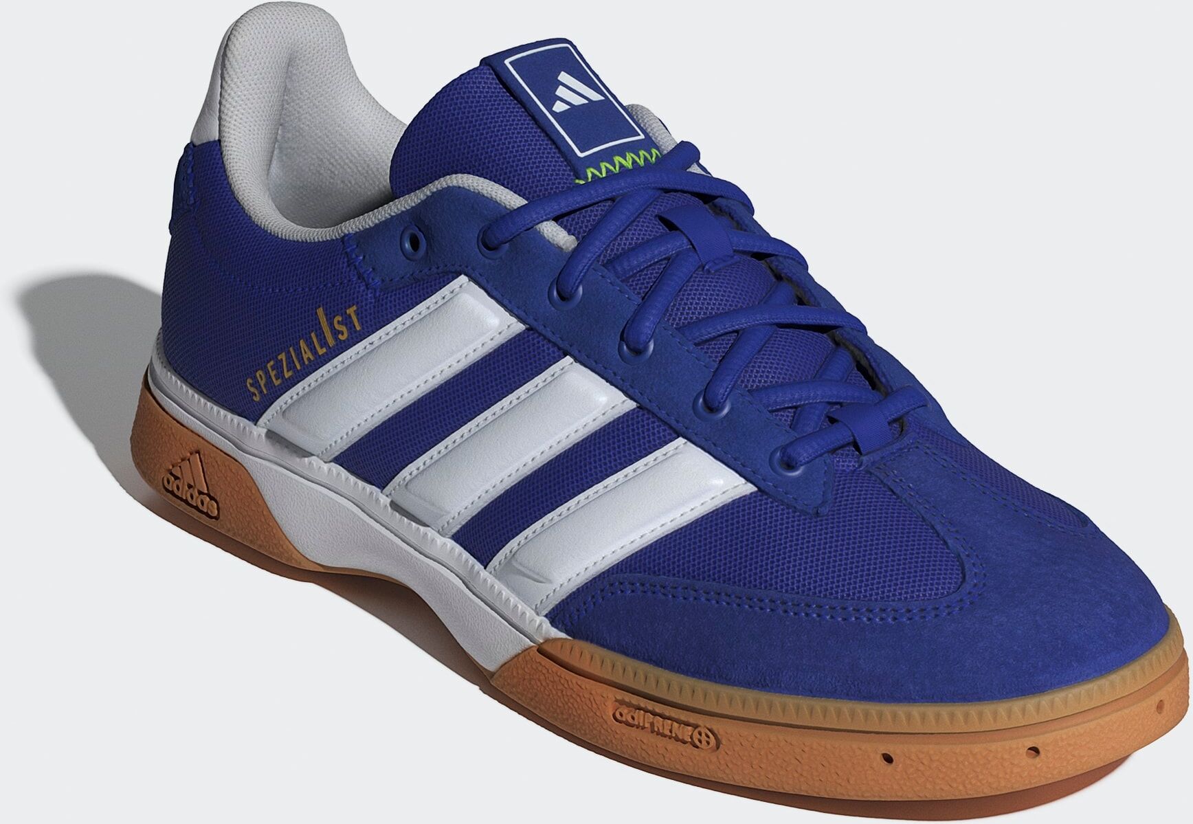 Hallenschuh ADIDAS PERFORMANCE "SPEZIALIST INDOOR", Herren, Gr. 48, bunt (lucid blau, ftwr weiß, lucid lemon), Synthetik, Textil, Schuhe Hallenschuh, geeignet für jeden Hallensport
