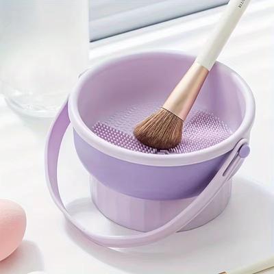 Inspired Finds CleanEase 3 in 1 Silicone Makeup Brush Cleaner Mat & Drying Rack All in One Beauty Brush Care Kit 1pc Purple