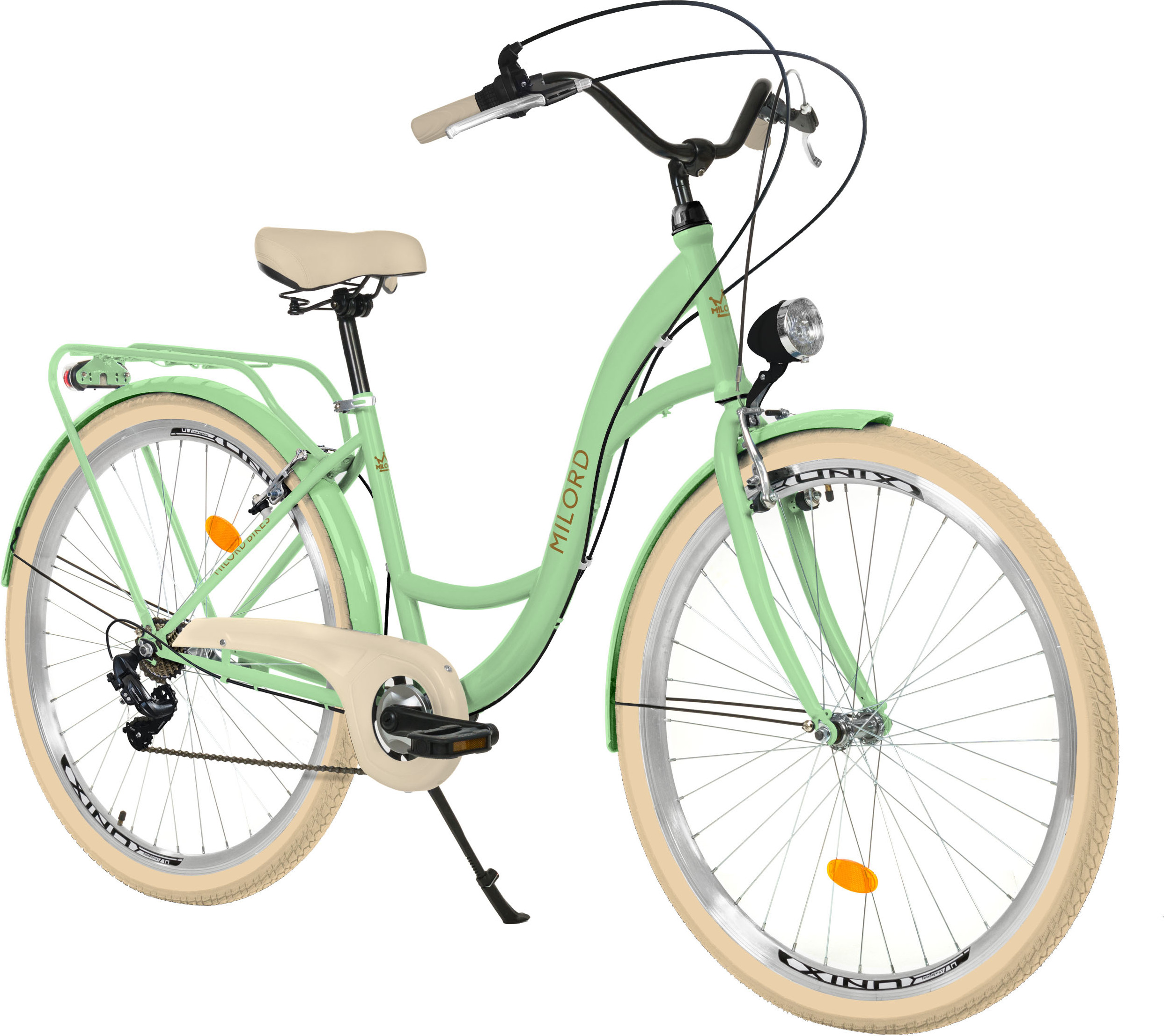 Milord Komfort Fahrrad Retro Vintage Damenfahrrad, 28 Zoll, Mintze-Creme, 7 Gang Shimano