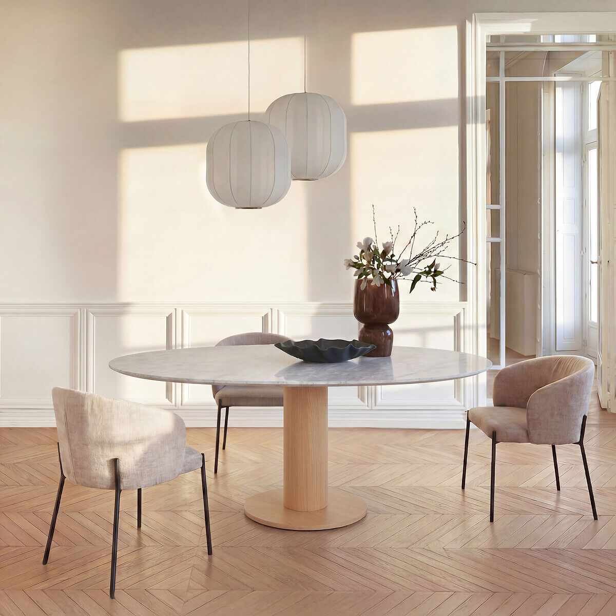 AM.PM Plateau de table, ellipse, marbre blanc, longueur 170 cm, 6 personnes, ELIPSO