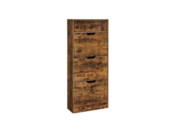 Hansiro Schuhschrank Port Louis, Braun, Holzwerkstoff, 60x130x24 cm, Garderobe, Schuhaufbewahrung, Schuhschränke