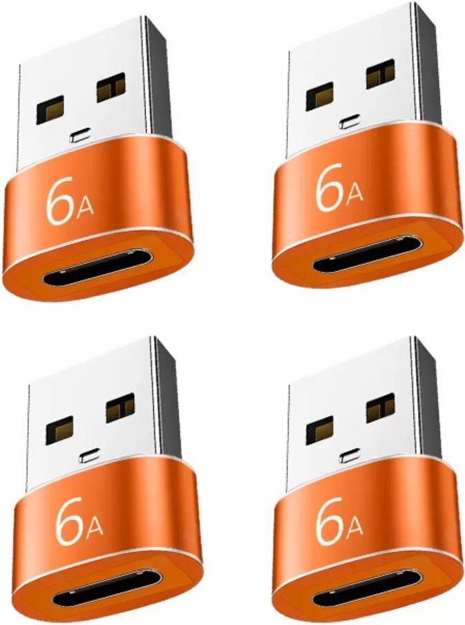 INF Type-C zu USB-A Adapter 4er-Pack (Orange) - Aluminiumlegierung, PD & 6A Schnellladung, Daten- und Audio-Adapter
