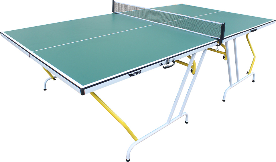 MUWO Spin Premium Indoor Tischtennisplatte - grün, klappbar, stabiles Stahlgestell, rutschfeste Gummifüße, inkl. Netz, 274x152,5x76 cm | MW-382