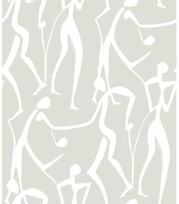 York Wallcoverings Joyful Dancers Lichen Grey Wallpaper