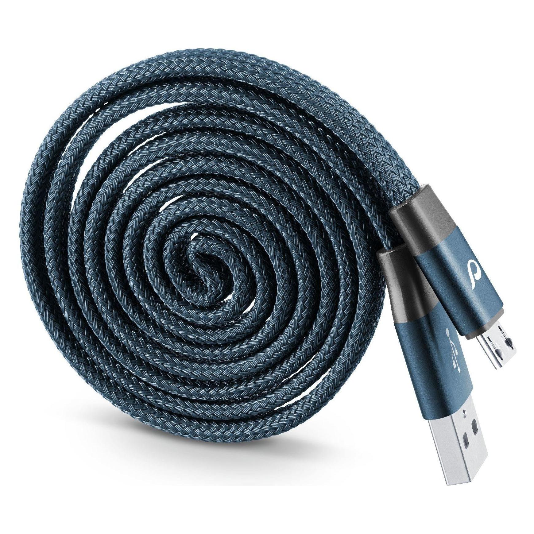Cellularline Retractable MicroUSB cable, blue (1 m, USB 2.0) (8018080333392)
