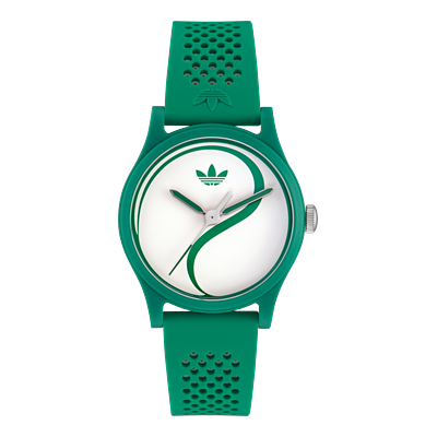 Quarzuhr ADIDAS ORIGINALS "GAME TWO", grün (grün, weiß), Armbanduhren, Damen, grün, Quarzuhr, Armbanduhr, Herrenuhr, Damenuhr, Silikonarmband, Acrylglas, analog